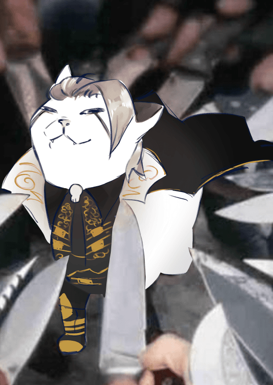 Fan art de Solarius Valdorré sous forme de chat impérial élégant, Empereur Mage de NOX