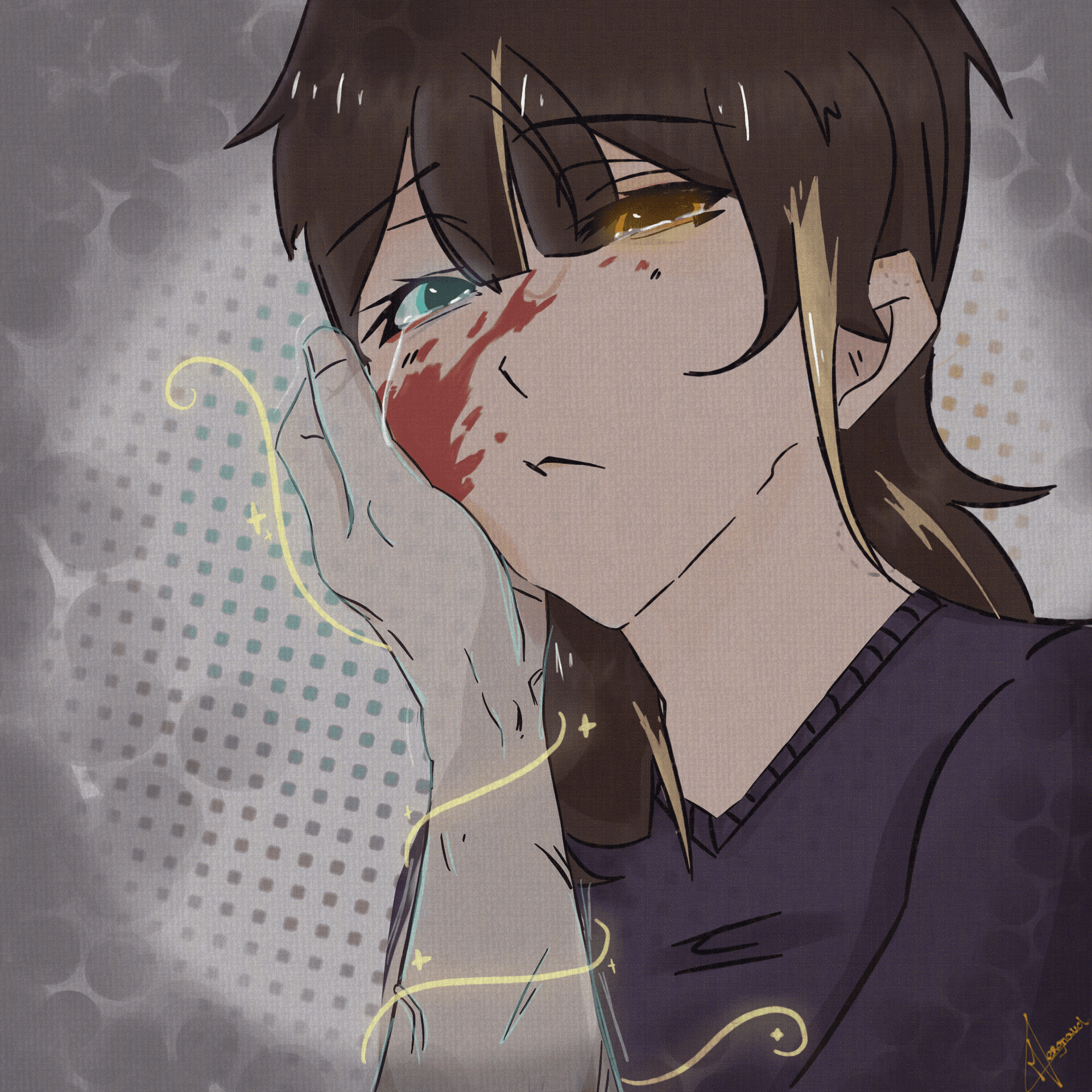 Fan art de Rory avec la main de Lie Dreadon, dans une ambiance magique sombre